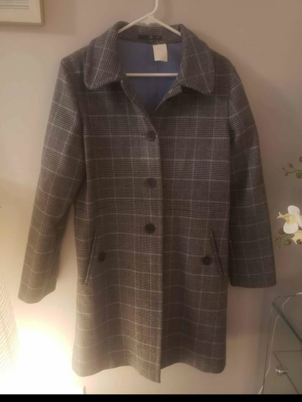 Teenflo Gray Plaid Pea Coat